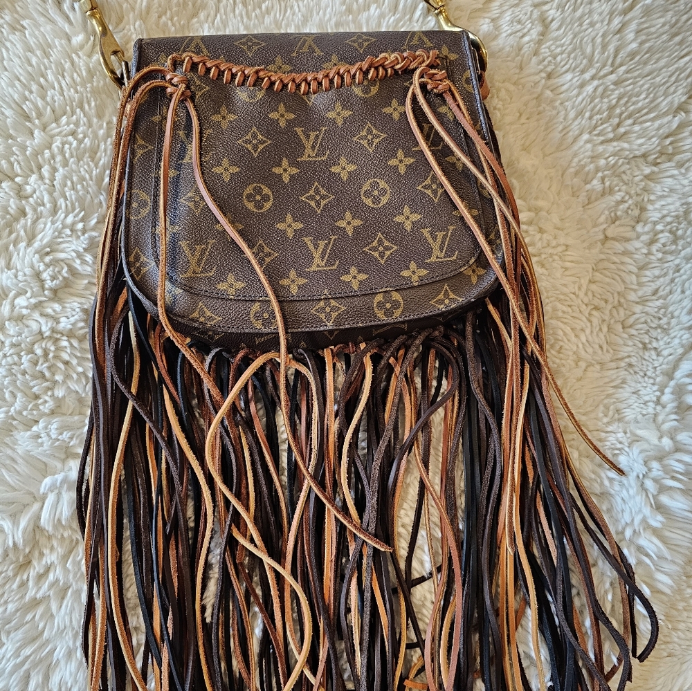 Upcycled Louis Vuitton Monogram Multi-Brown Fringe Crossbody Bag - Picture 2 of 12
